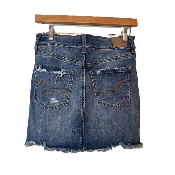 American Eagle Next Level Stretch Mini Skirt Womens 0 Long Destroyed Festival - Picture 2 of 7